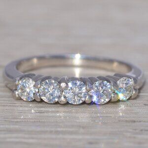 Natural Diamond Five Stone Band in Platinum